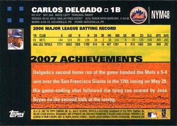 2007 Topps Gift Sets New York Mets #NYM48 Carlos Delgado Back