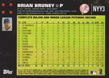 2007 Topps Gift Sets New York Yankees #NYY3 Brian Bruney Back