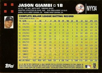2007 Topps Gift Sets New York Yankees #NYY34 Jason Giambi Back