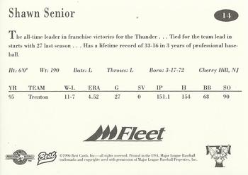 1996 Best Trenton Thunder #14 Shawn Senior Back