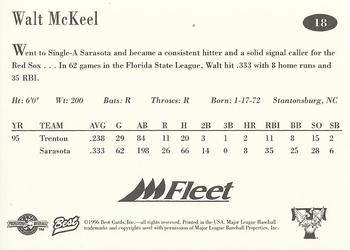 1996 Best Trenton Thunder #18 Walt McKeel Back