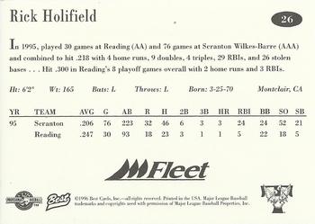 1996 Best Trenton Thunder #26 Rick Holifield Back