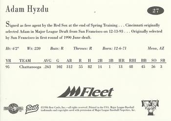 1996 Best Trenton Thunder #27 Adam Hyzdu Back