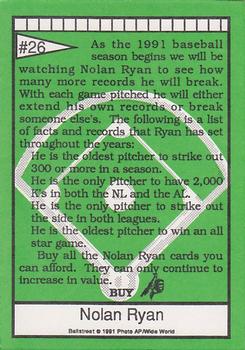 1991 Ballstreet #26 Nolan Ryan Back