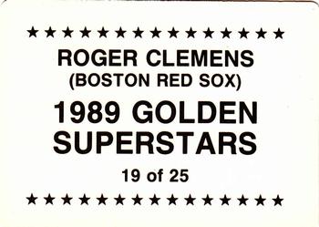 1989 Golden Superstars (unlicensed) #19 Roger Clemens Back