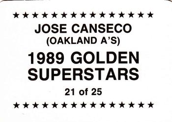 1989 Golden Superstars (unlicensed) #21 Jose Canseco Back