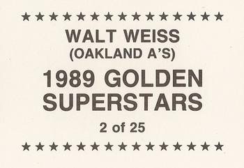 1989 Golden Superstars (unlicensed) #2 Walt Weiss Back