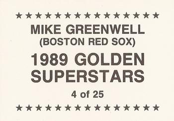 1989 Golden Superstars (unlicensed) #4 Mike Greenwell Back