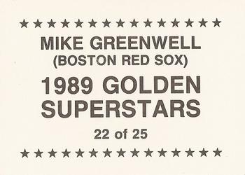 1989 Golden Superstars (unlicensed) #22 Mike Greenwell Back
