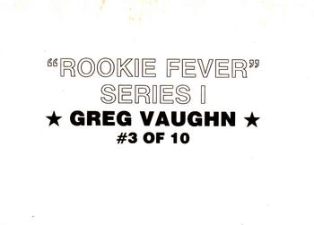 1989 Rookie Fever Series I (unlicensed) #3 Greg Vaughn Back