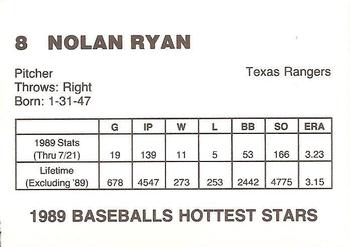 1989 Baseballs Hottest Stars (unlicensed) #8 Nolan Ryan Back