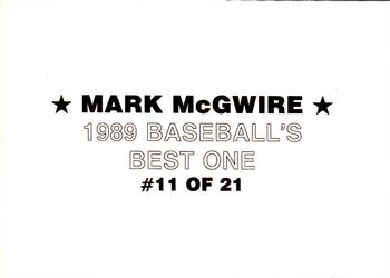 1989 Baseball's Best One (unlicensed) #11 Mark McGwire Back