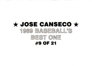 1989 Baseball's Best One (unlicensed) #9 Jose Canseco Back