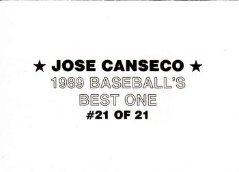 1989 Baseball's Best One (unlicensed) #21 Jose Canseco Back