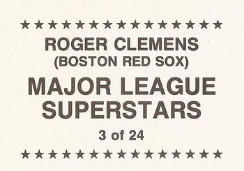 1989 Major League Superstars (unlicensed) #3 Roger Clemens Back
