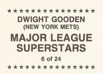 1989 Major League Superstars (unlicensed) #6 Dwight Gooden Back
