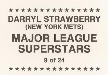 1989 Major League Superstars (unlicensed) #9 Darryl Strawberry Back