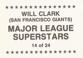 1989 Major League Superstars (unlicensed) #14 Will Clark Back