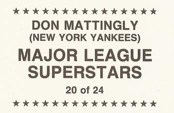 1989 Major League Superstars (unlicensed) #20 Don Mattingly Back