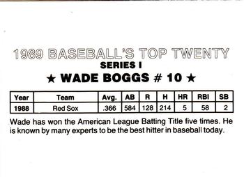 1989 Baseball's Top Twenty (unlicensed) #10 Wade Boggs Back