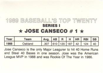 1989 Baseball's Top Twenty (unlicensed) #1 Jose Canseco Back