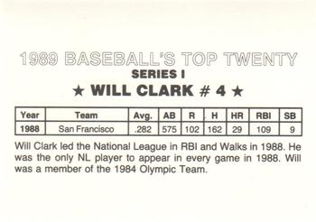 1989 Baseball's Top Twenty (unlicensed) #4 Will Clark Back