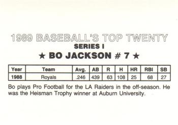 1989 Baseball's Top Twenty (unlicensed) #7 Bo Jackson Back