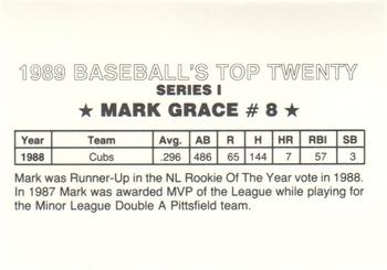 1989 Baseball's Top Twenty (unlicensed) #8 Mark Grace Back