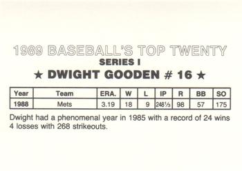 1989 Baseball's Top Twenty (unlicensed) #16 Dwight Gooden Back