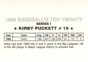 1989 Baseball's Top Twenty (unlicensed) #19 Kirby Puckett Back