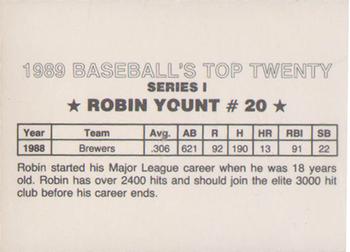 1989 Baseball's Top Twenty (unlicensed) #20 Robin Yount Back