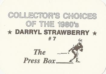 1987 The Press Box Collector's Choices of the 1980's (unlicensed) #7 Darryl Strawberry Back