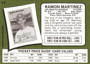 1991 SCD Baseball Card Price Guide Monthly #17 Ramon Martinez Back