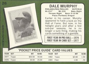 1991 SCD Baseball Card Price Guide Monthly #26 Dale Murphy Back