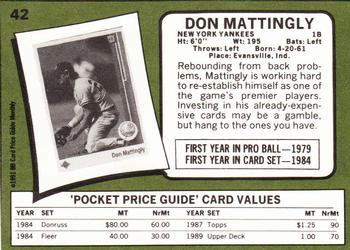 1991 SCD Baseball Card Price Guide Monthly #42 Don Mattingly Back