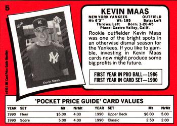 1991 SCD Baseball Card Price Guide Monthly #5 Kevin Maas Back
