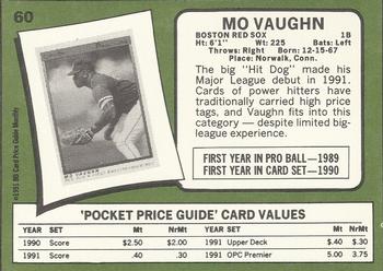1991 SCD Baseball Card Price Guide Monthly #60 Mo Vaughn Back