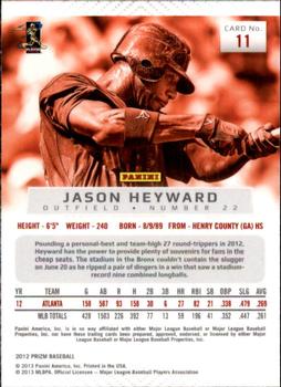 2012 Panini Prizm #11 Jason Heyward Back