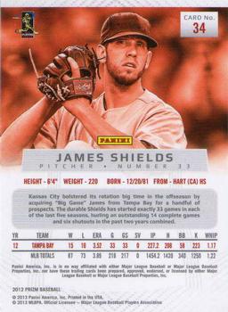 2012 Panini Prizm #34 James Shields Back