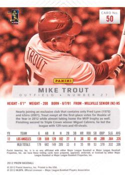 2012 Panini Prizm #50 Mike Trout Back