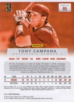 2012 Panini Prizm #95 Tony Campana Back