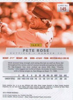 2012 Panini Prizm #145 Pete Rose Back