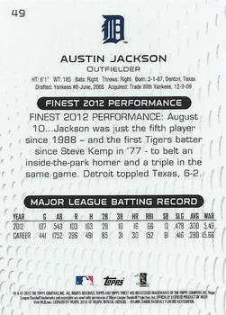 2013 Finest #49 Austin Jackson Back