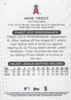 2013 Finest #1 Mike Trout Back