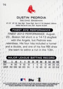 2013 Finest #14 Dustin Pedroia Back