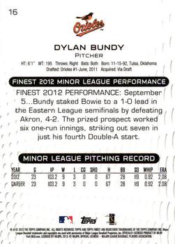 2013 Finest #16 Dylan Bundy Back
