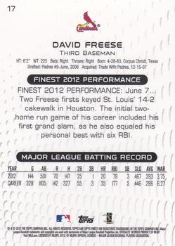 2013 Finest #17 David Freese Back