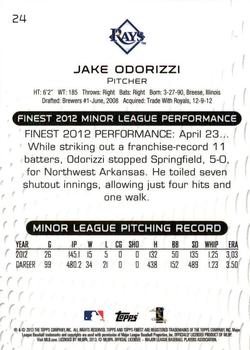 2013 Finest #24 Jake Odorizzi Back