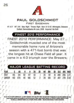 2013 Finest #26 Paul Goldschmidt Back