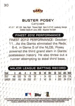 2013 Finest #30 Buster Posey Back